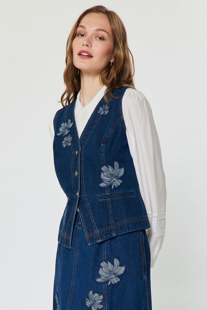 Indigo Garden Denim Vest