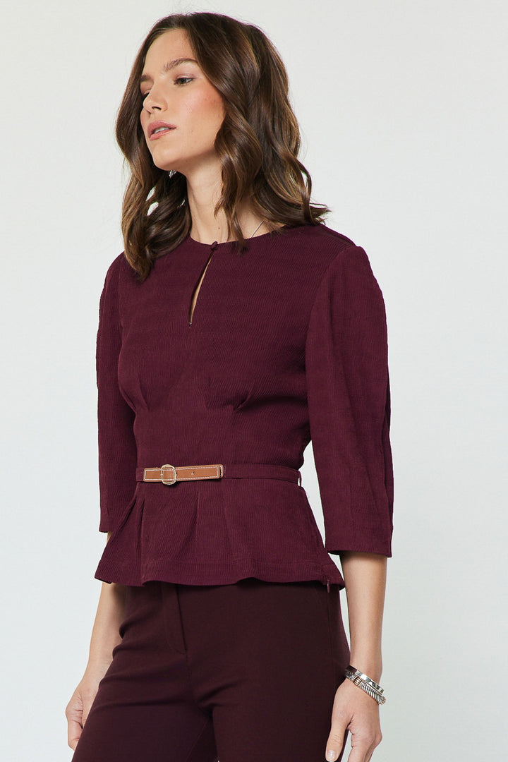 Bordeaux Belted Blouse