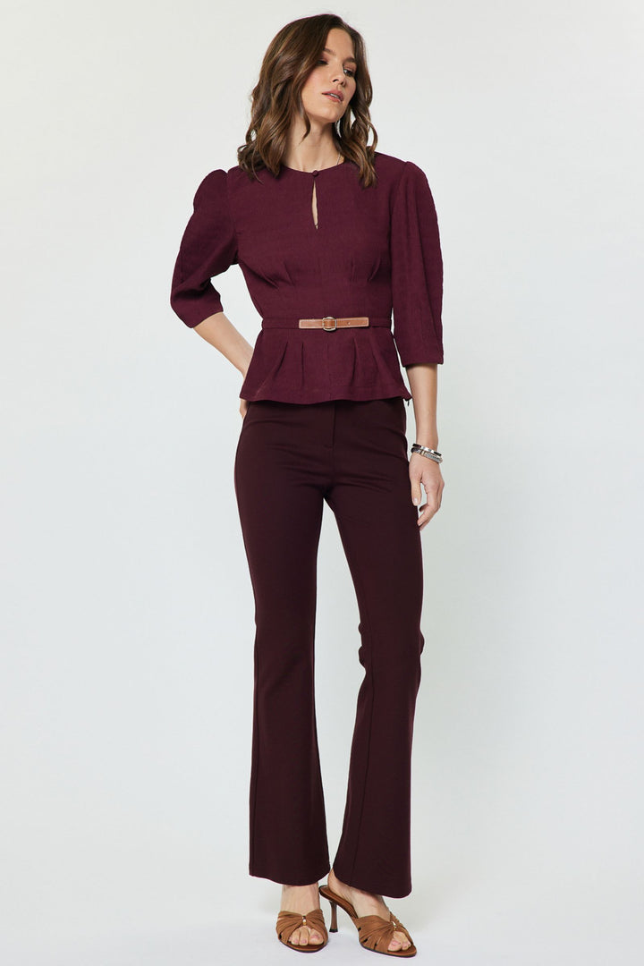 Bordeaux Belted Blouse
