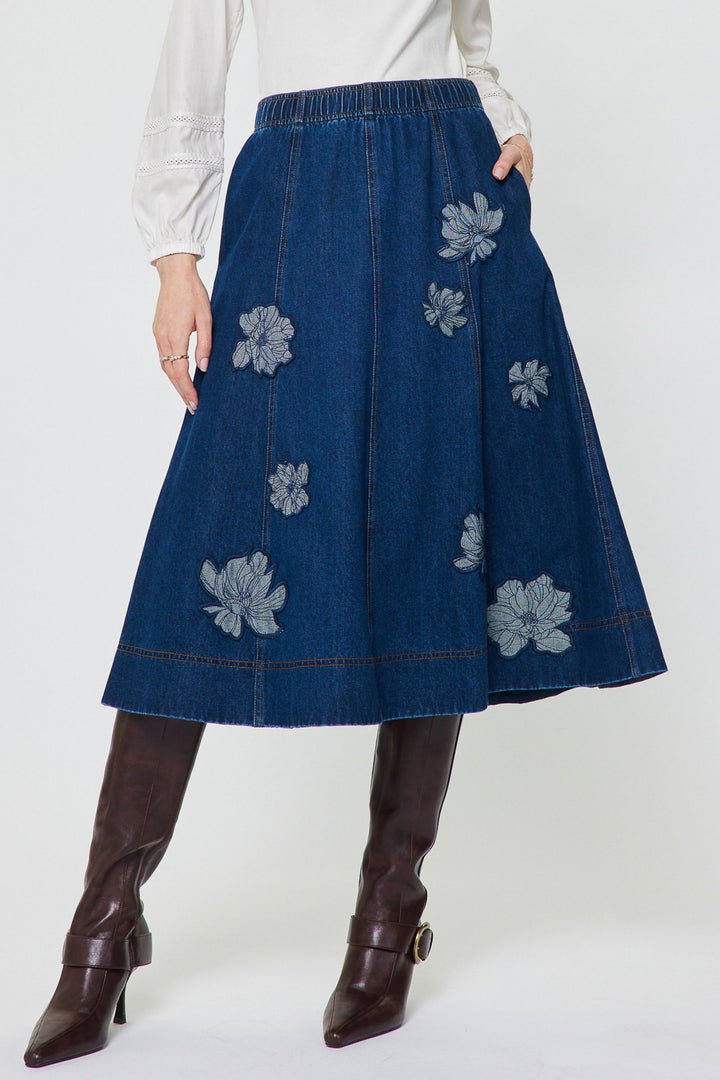 Indigo Garden Midi Skirt