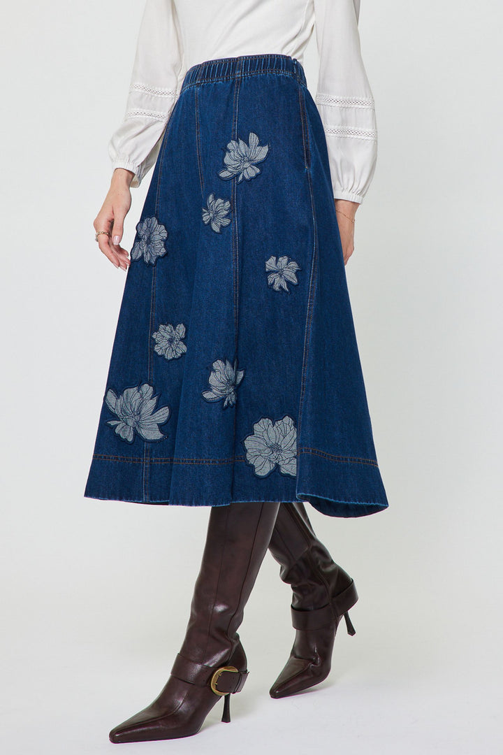Indigo Garden Midi Skirt