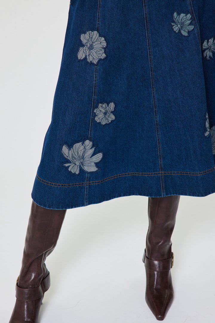 Indigo Garden Midi Skirt