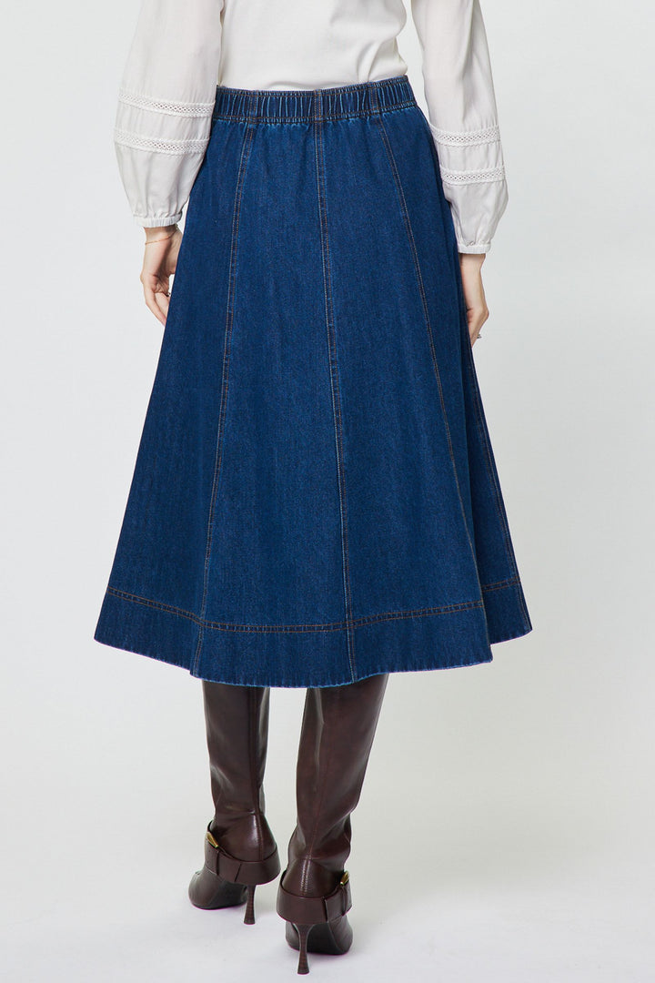 Indigo Garden Midi Skirt