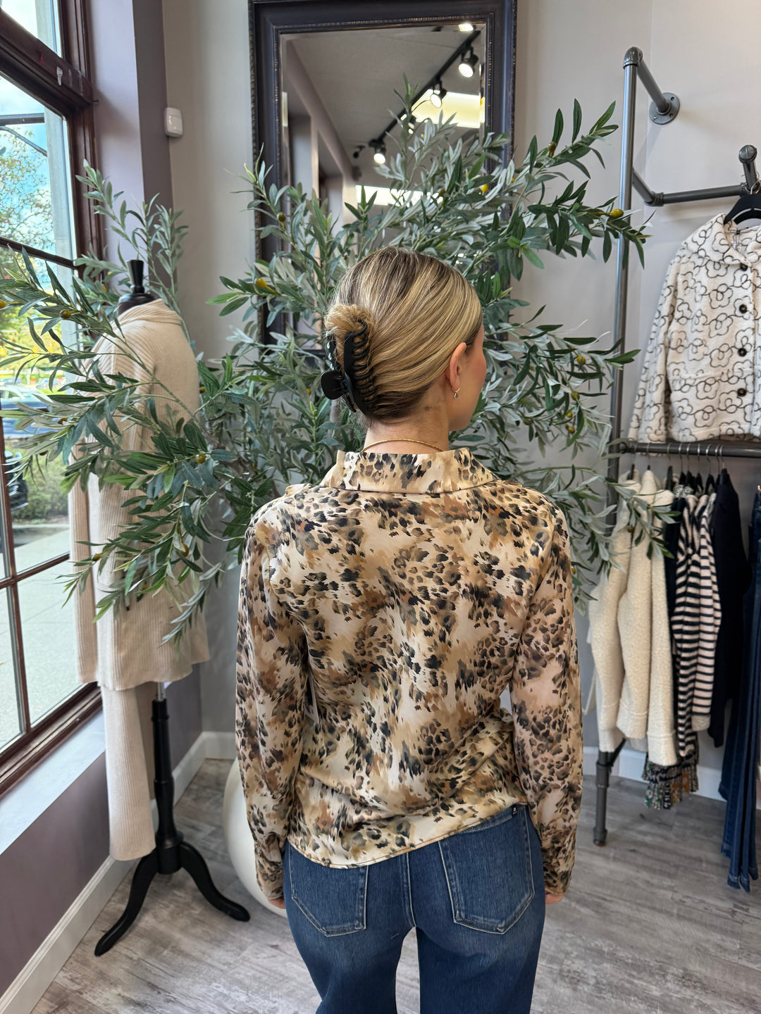 Leopard Luxe Draped Blouse