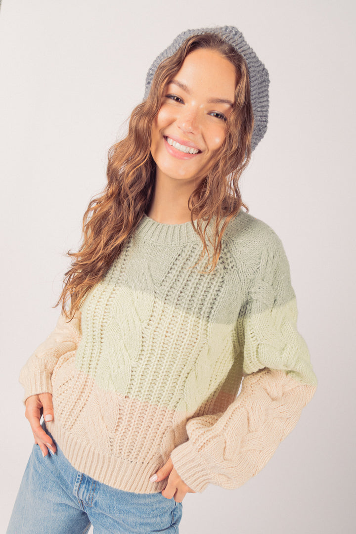 Chunky Sage Cable Sweater