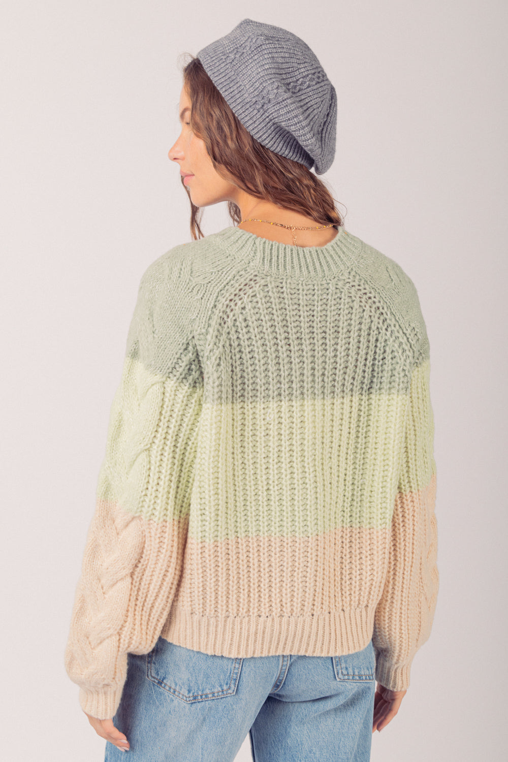 Chunky Sage Cable Sweater