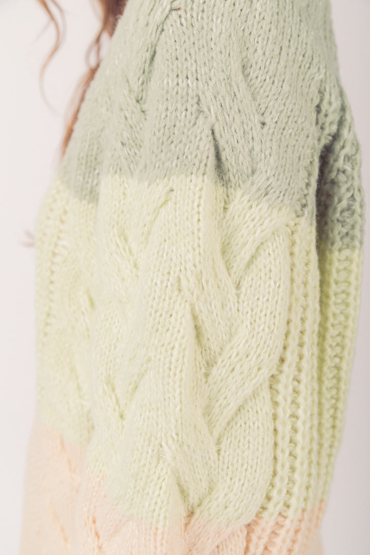 Chunky Sage Cable Sweater