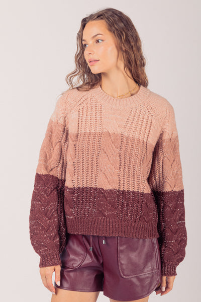 Chunky Blush Cable Sweater