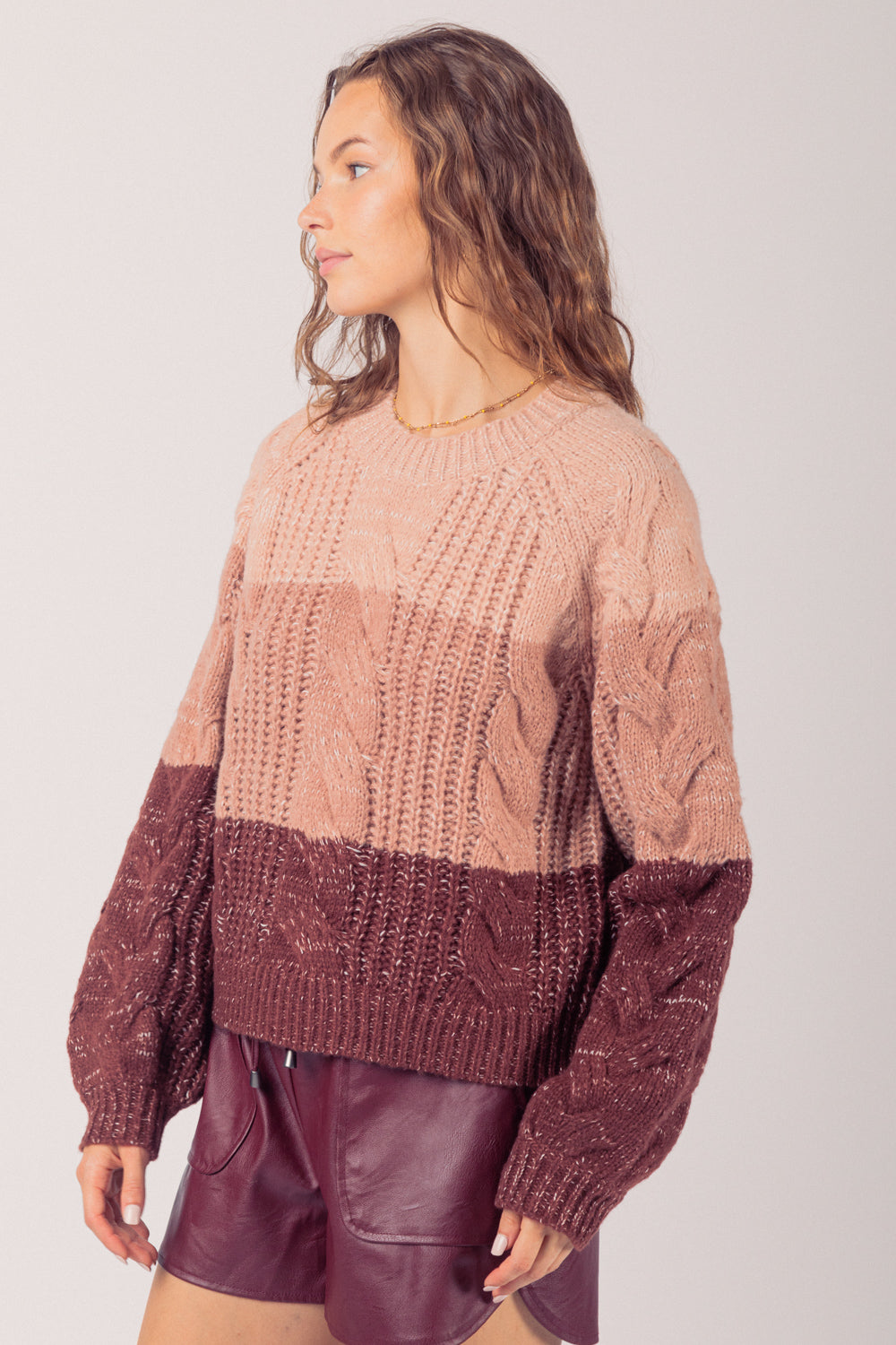 Chunky Blush Cable Sweater