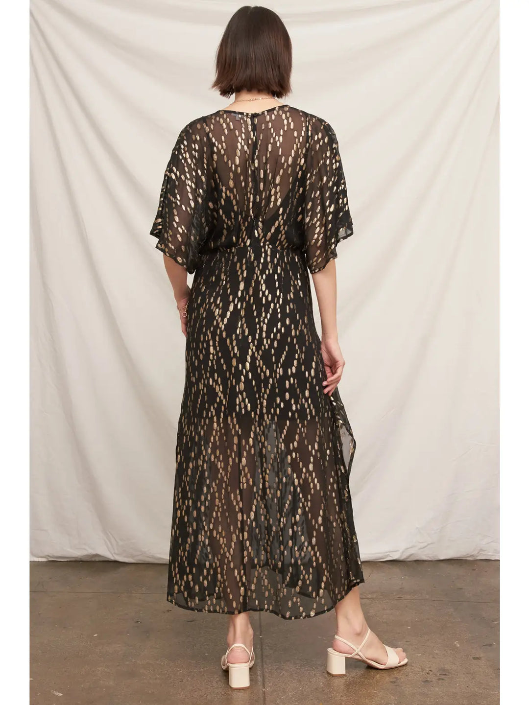 Celeste Lurex Maxi Dress in Black Gold, view 5