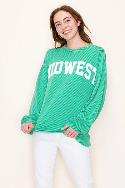 Midwest Ribbed Pullover, Green