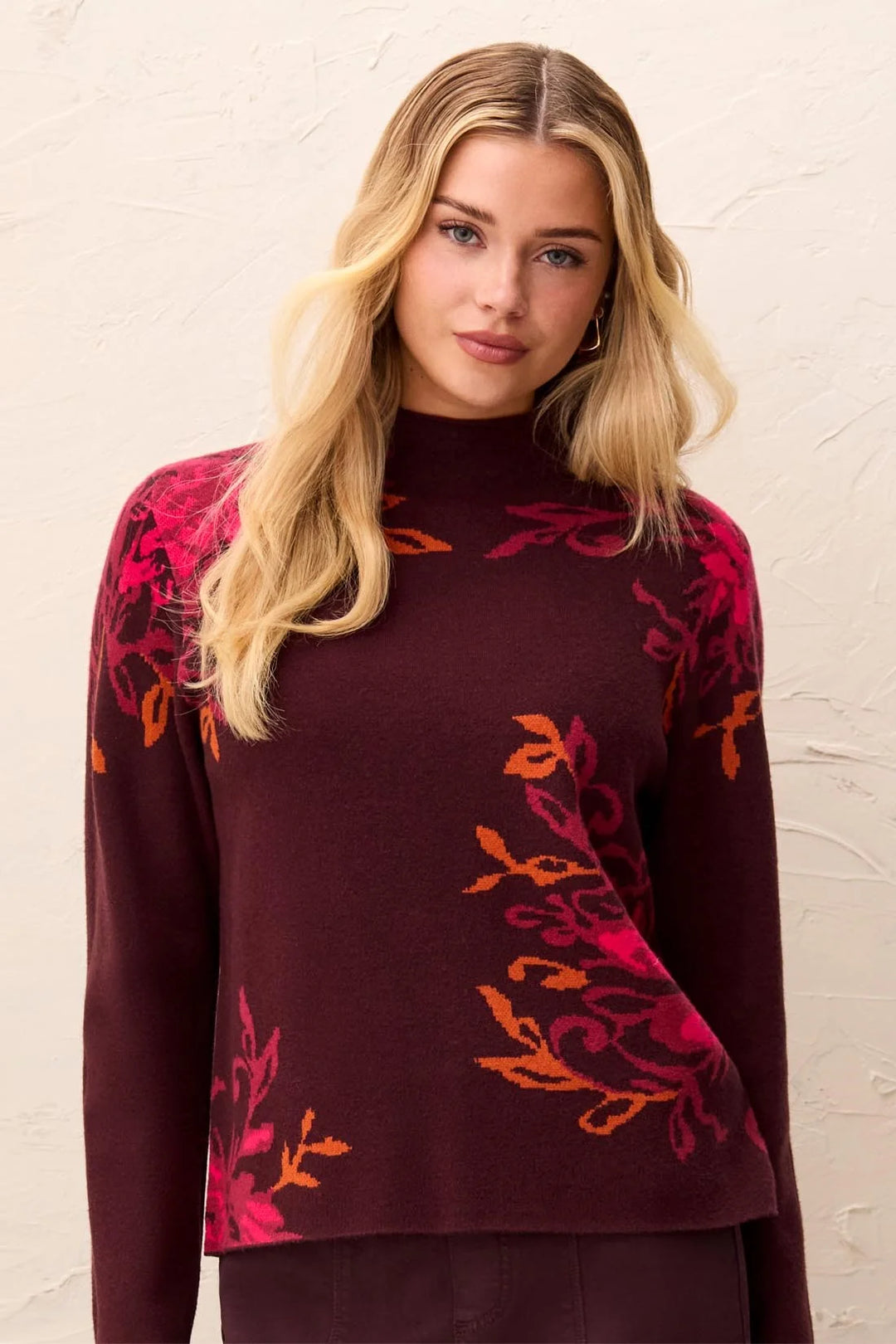 Bristol Funnel Neck Sweater in Burgundy