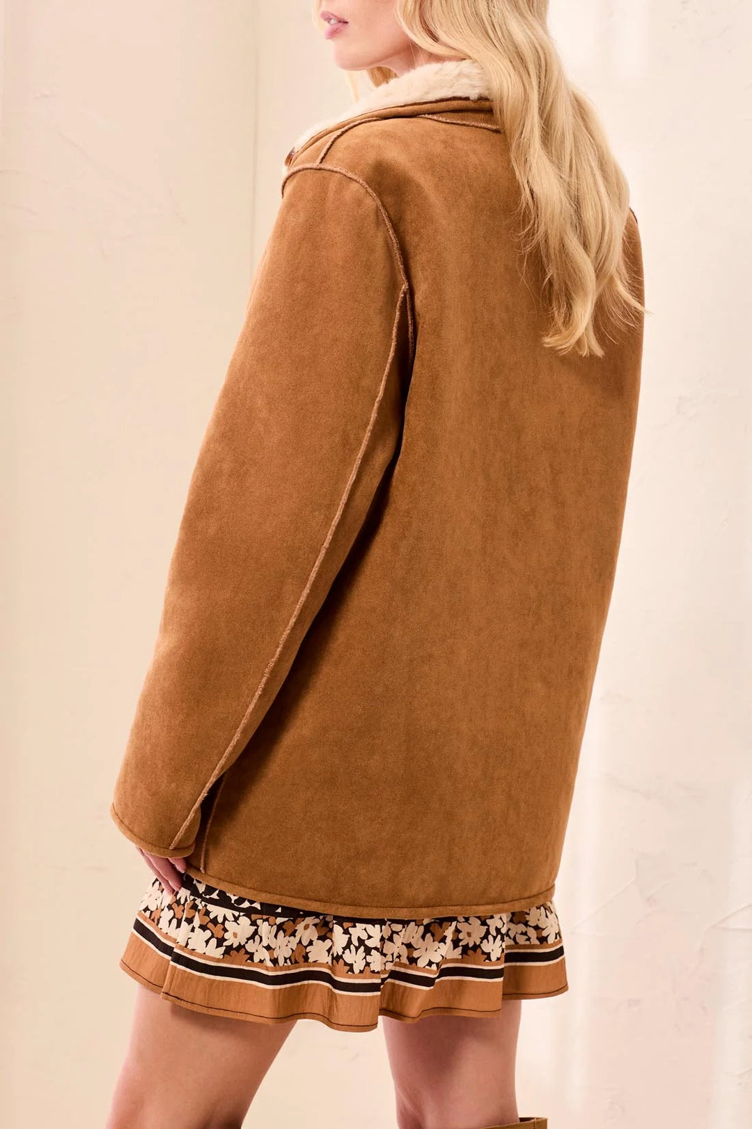 Walnut Reversible Suede Coat in Walnut, view 3