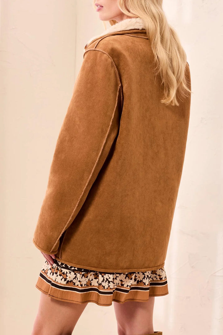 Walnut Reversible Suede Coat in Walnut, view 3