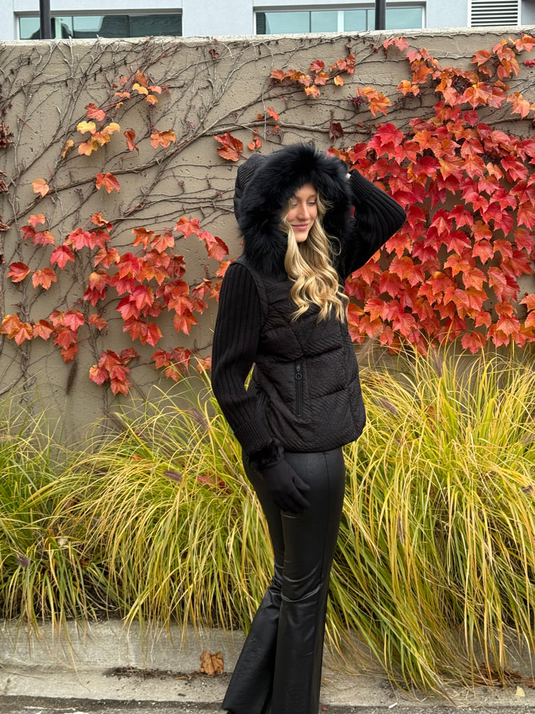 Soho Chic Knit Sleeve Puffer Jacket