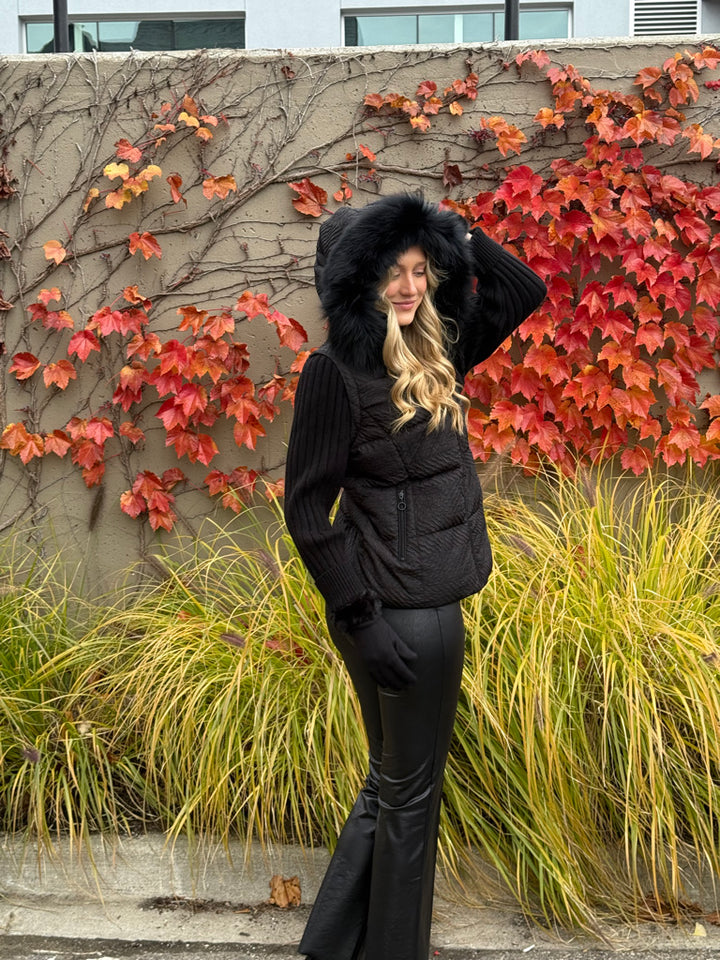 Soho Chic Knit Sleeve Puffer Jacket