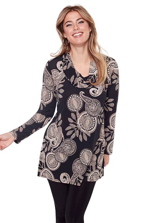 Paisley Party Cowl Neck Top
