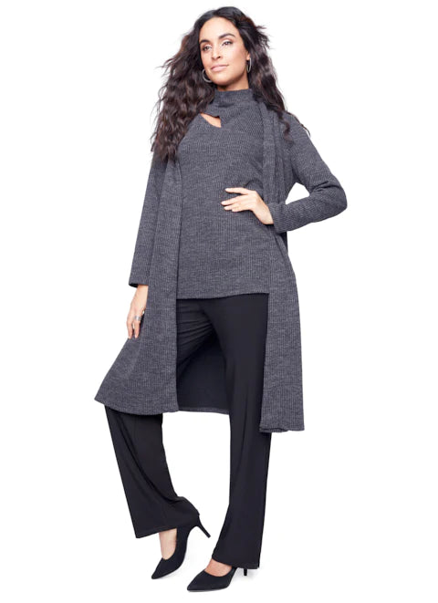Ribbed Knit Duster, Charcoal