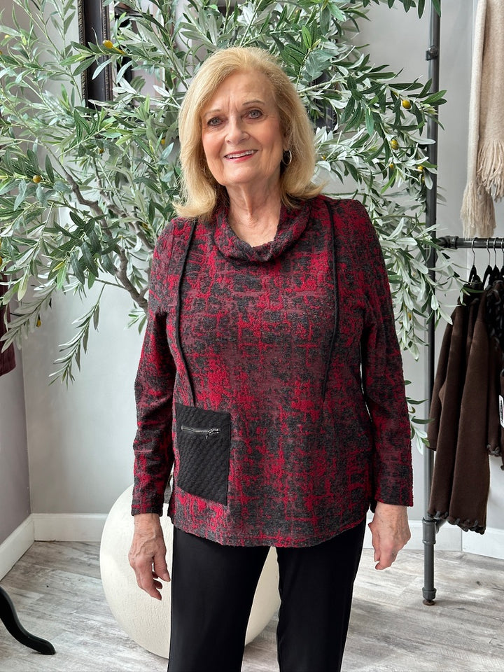 Ribbon Red Cowl Tunic
