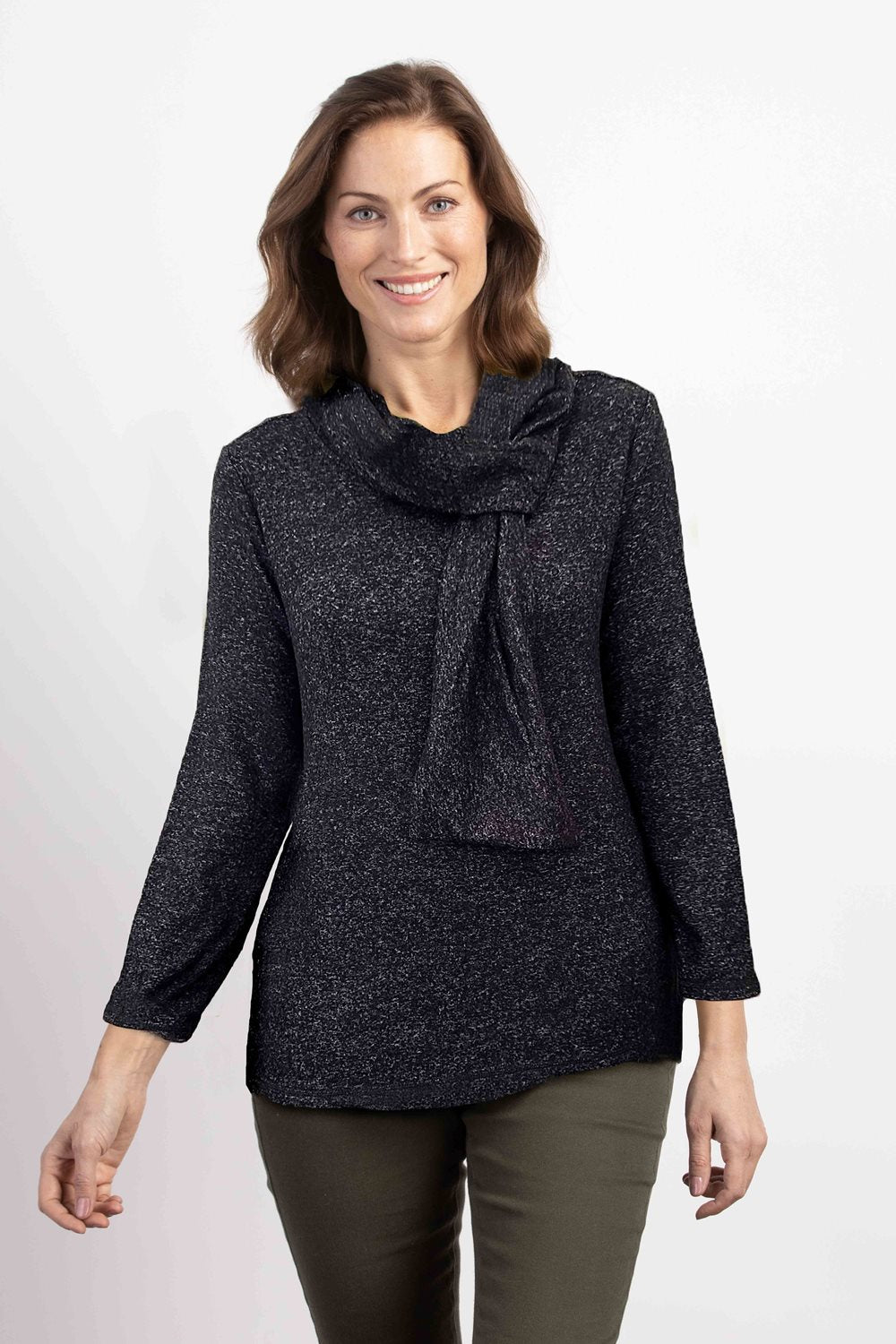 Cheerful Tie Neck Sweater SALE