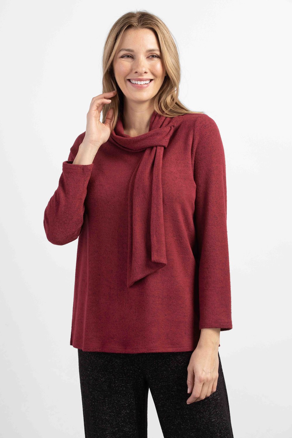 Cheerful Tie Neck Sweater SALE