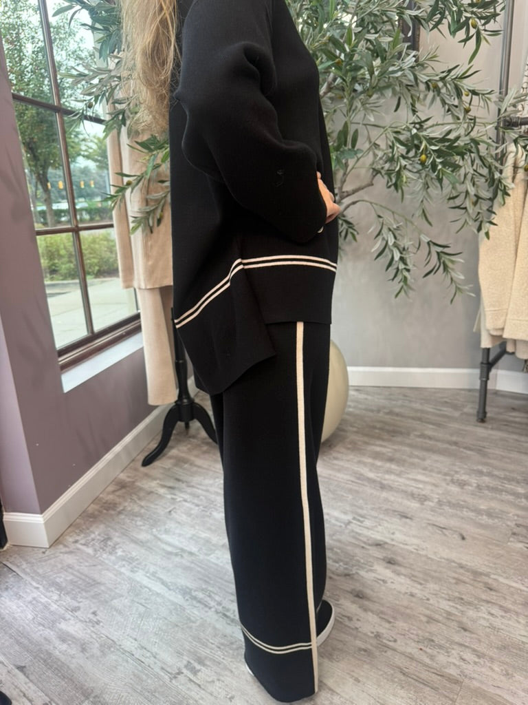 Tonal Stripe Mock Neck Sweater