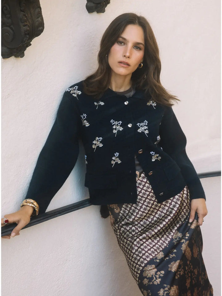 Fleurette Embellished Cropped Cardigan