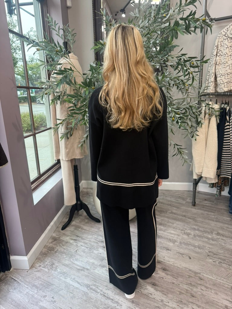 Tonal Stripe Mock Neck Sweater