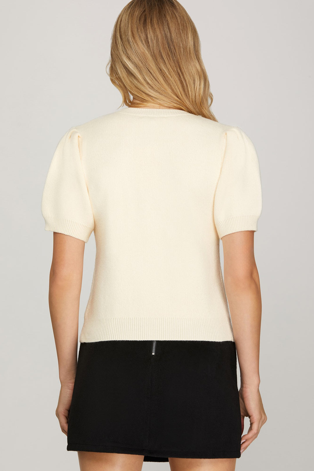 Jingle Bow Short Sleeve Sweater