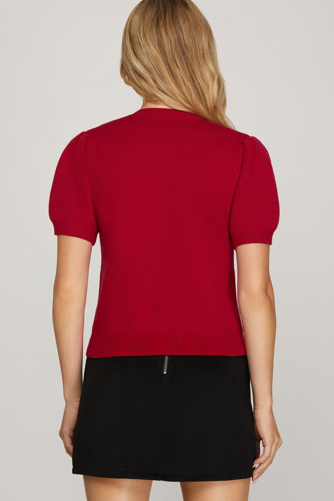 Jingle Bow Short Sleeve Sweater