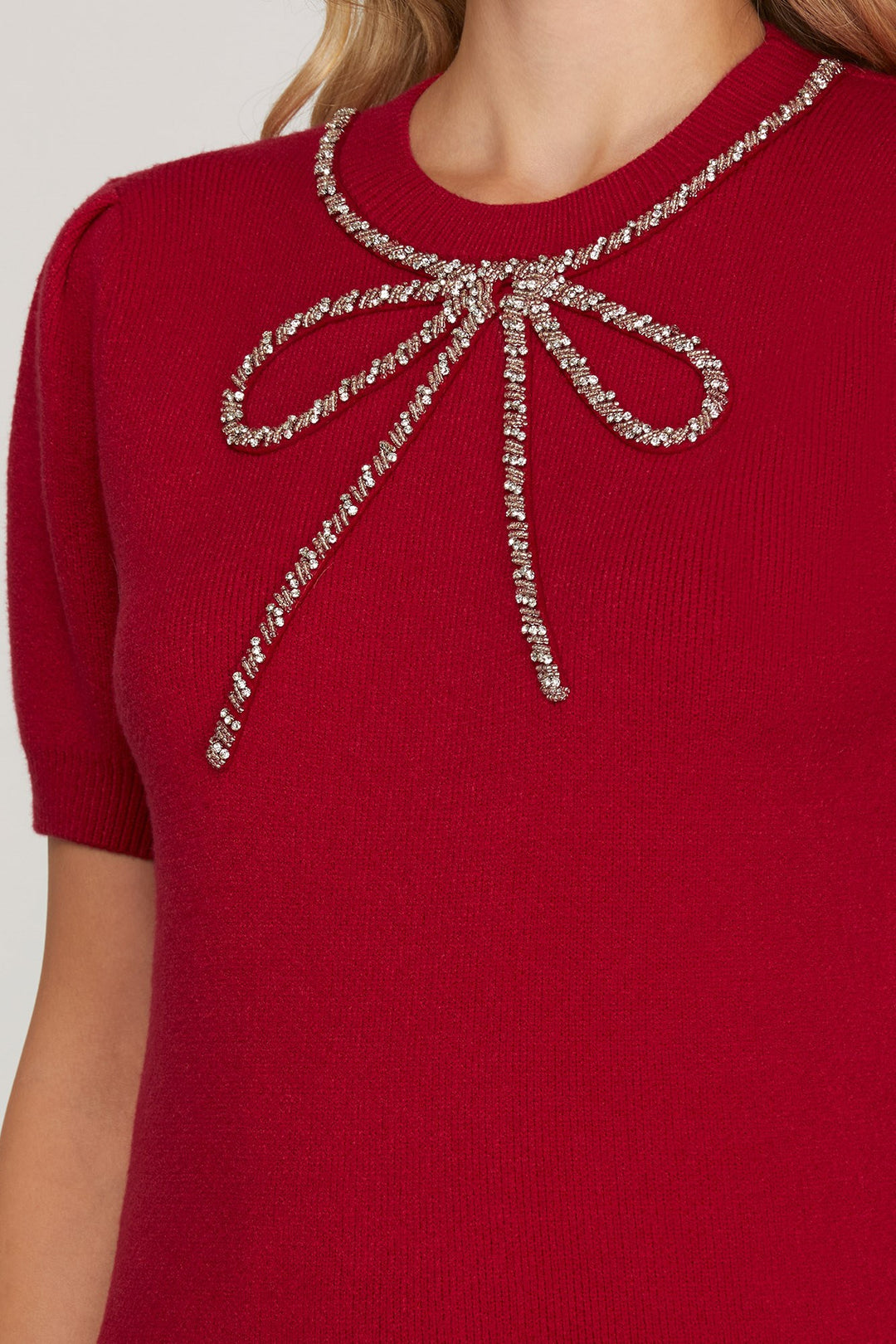 Jingle Bow Short Sleeve Sweater