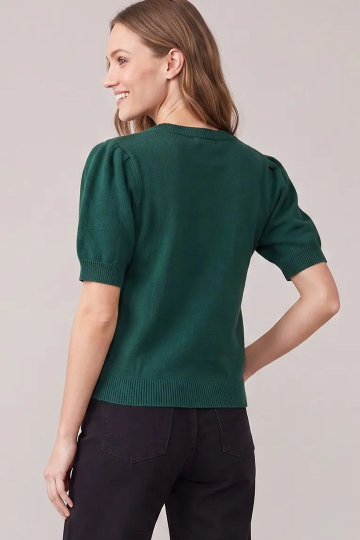 Jingle Bow Short Sleeve Sweater