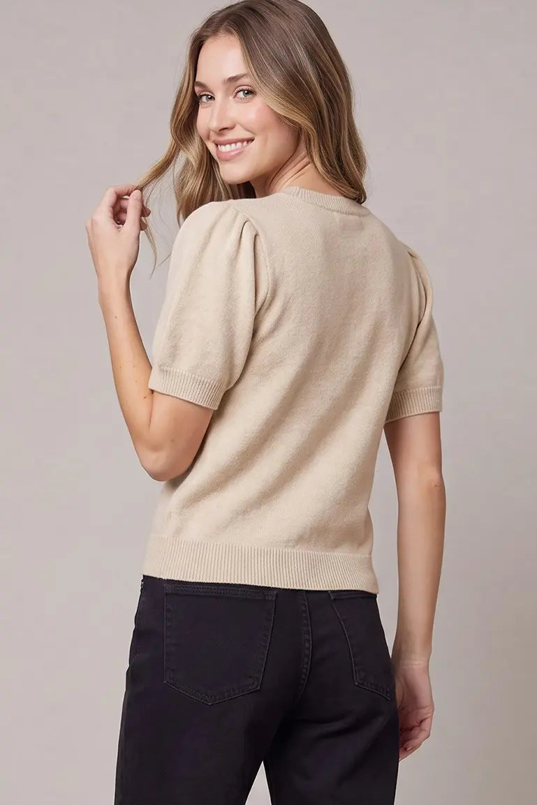 Jingle Bow Short Sleeve Sweater