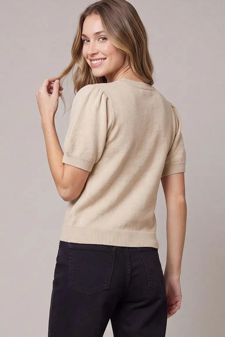 Jingle Bow Short Sleeve Sweater