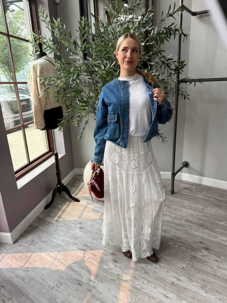 Boho Blossom Crochet Maxi Skirt