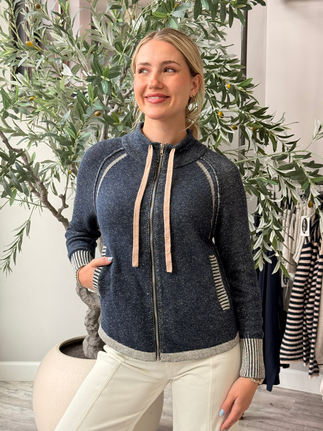 Indigo Two-Tone Zip-Up
