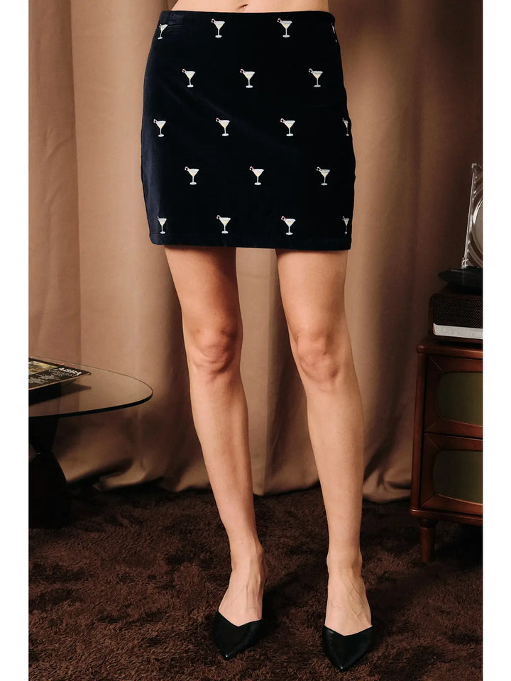 Christmas Cocktail Velvet Mini Skirt