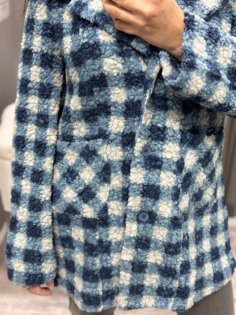 Blueberry Gingham Fleece Coat