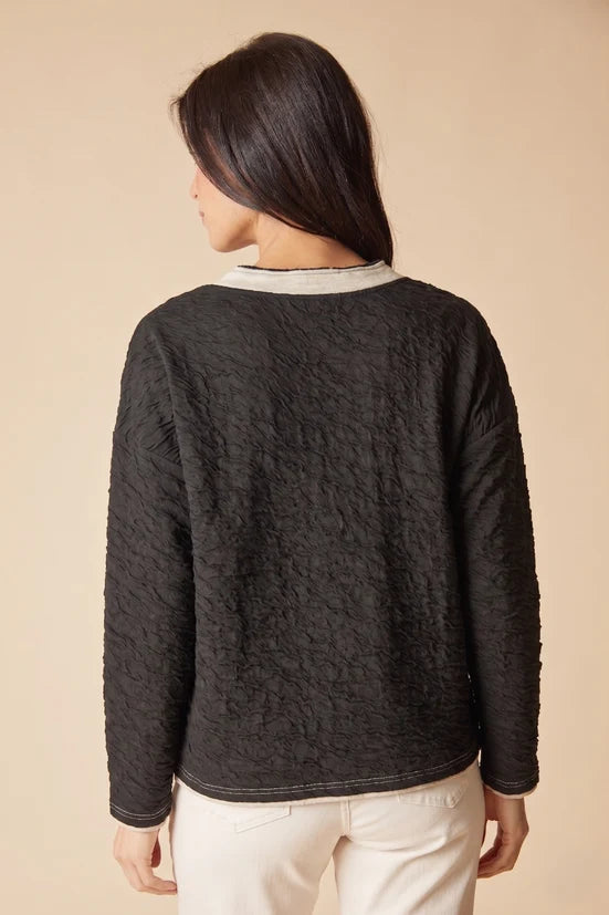 Metro Pullover in Black - side view