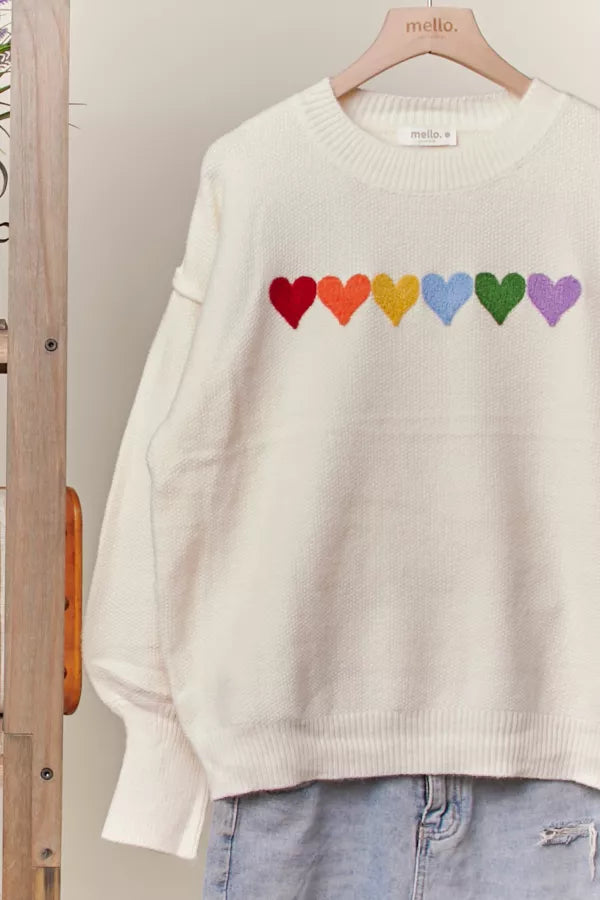 Rainbow Hearts Sweater