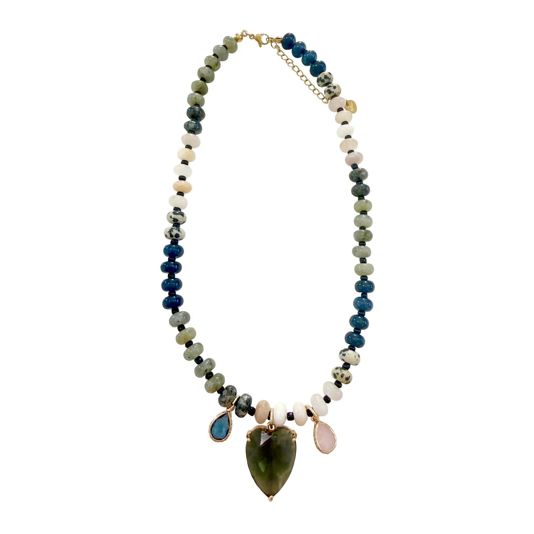 Simona Beaded Necklace, Navy
