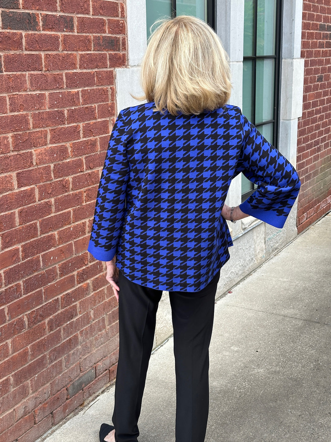 Indigo Houndstooth Cardigan