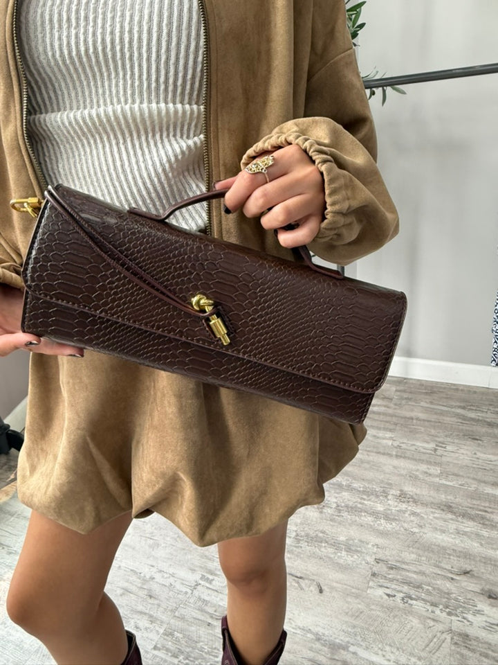 Alexa Snakeskin Clutch
