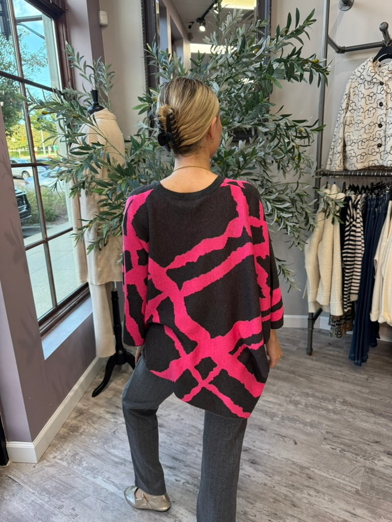 Abstract Knit Poncho