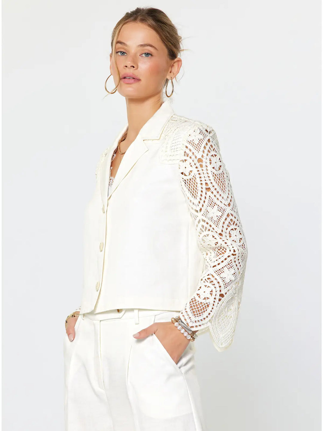 Veranda Views Crochet Sleeve Jacket