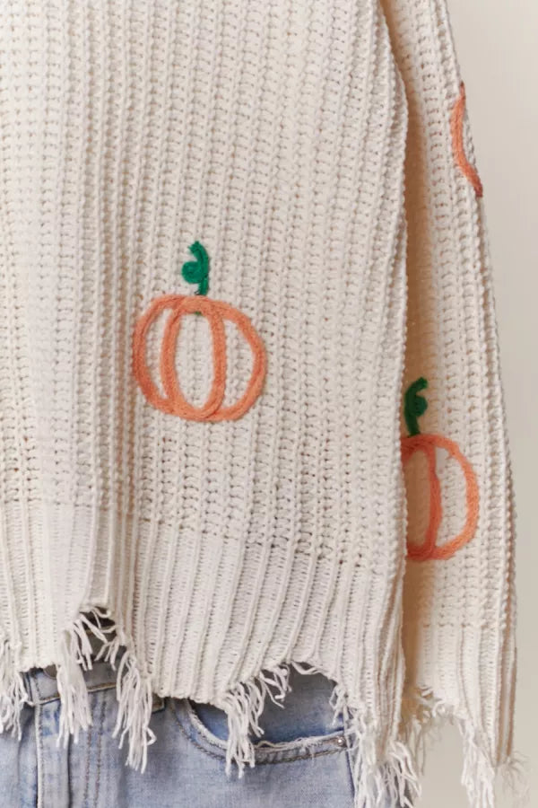 Pumpkin Patch Distressed Sweater