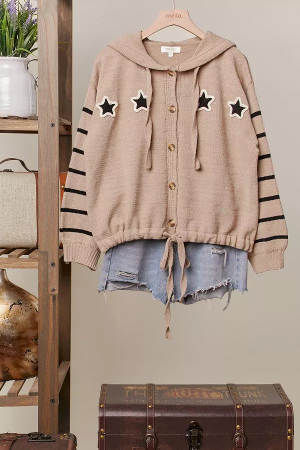 Sandy Stars Drawstring Hoodie, Final Sale