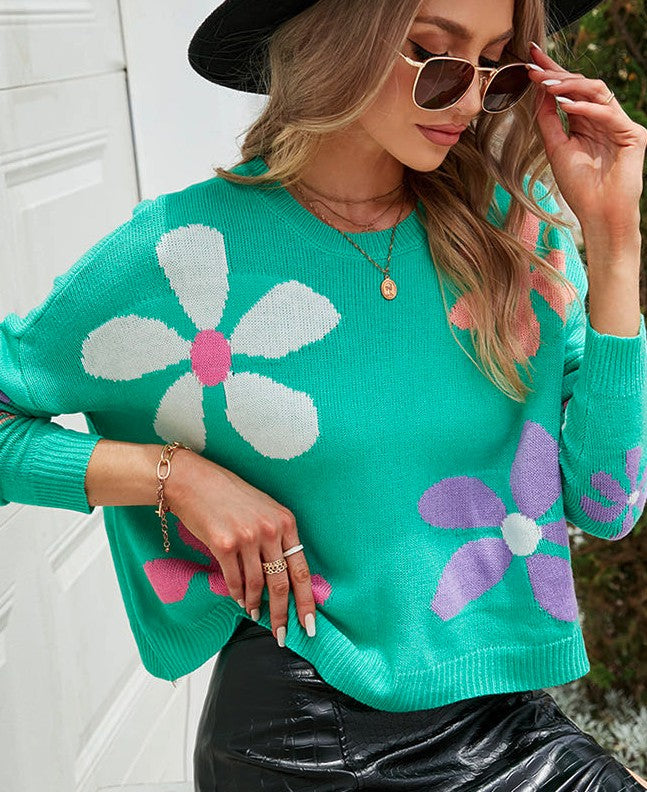 Flower Power Sweater, Green