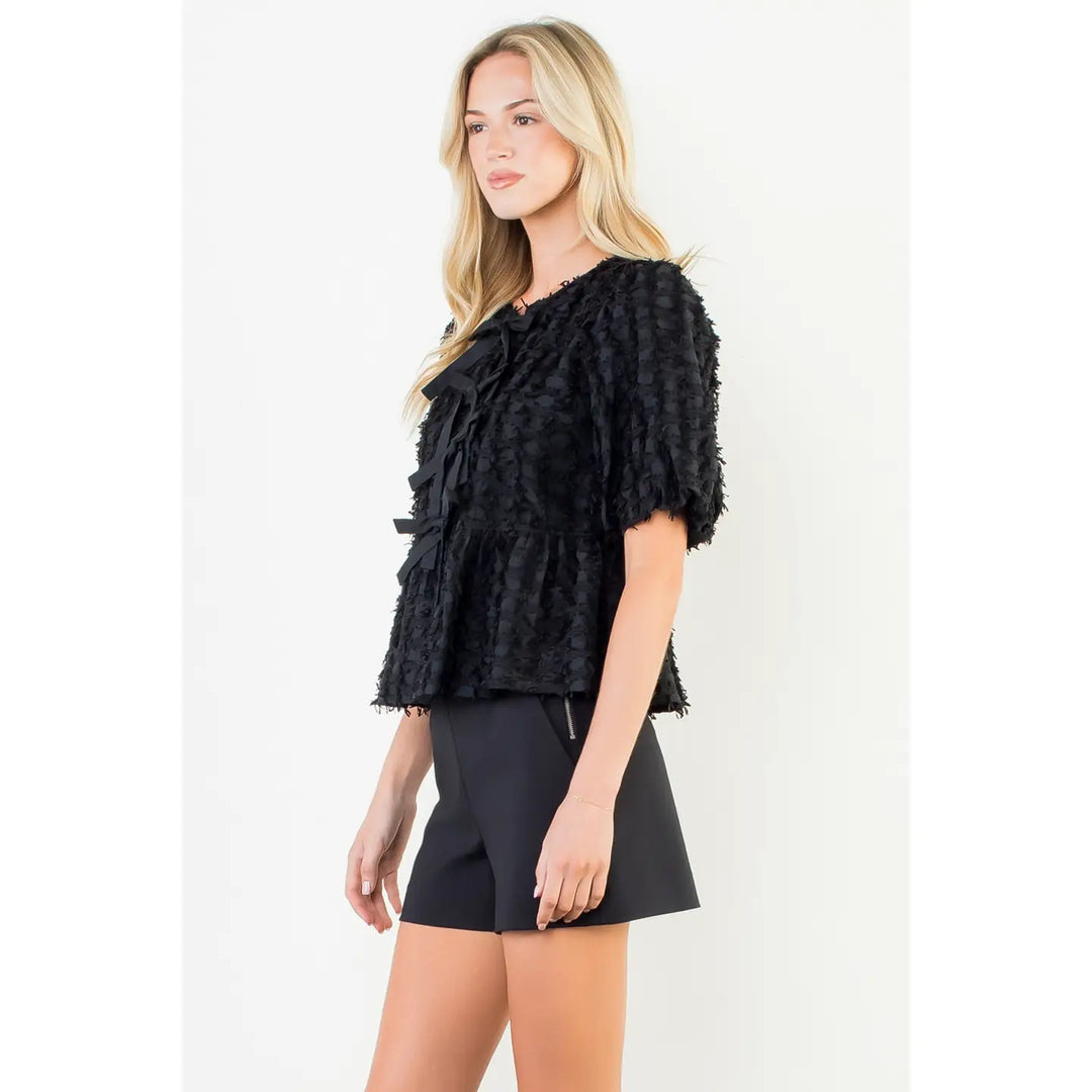 Darling Details Fringe Texture Top