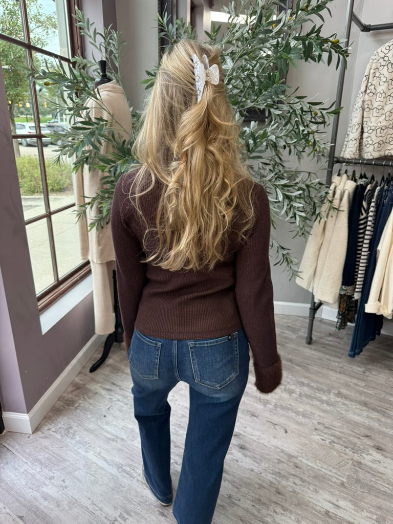 Chalet Faux Fur Trim Zip Cardigan